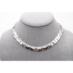 Vintage Coro Pegasus Choker Necklace Rhodium Link 15.5” Pat Pend